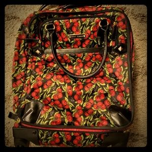 Rare Cherry Print Betsey Johnson luggage set